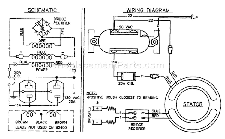 Page B Diagram and Parts List for 8970-3 S2400 Briggs and Stratton Generator